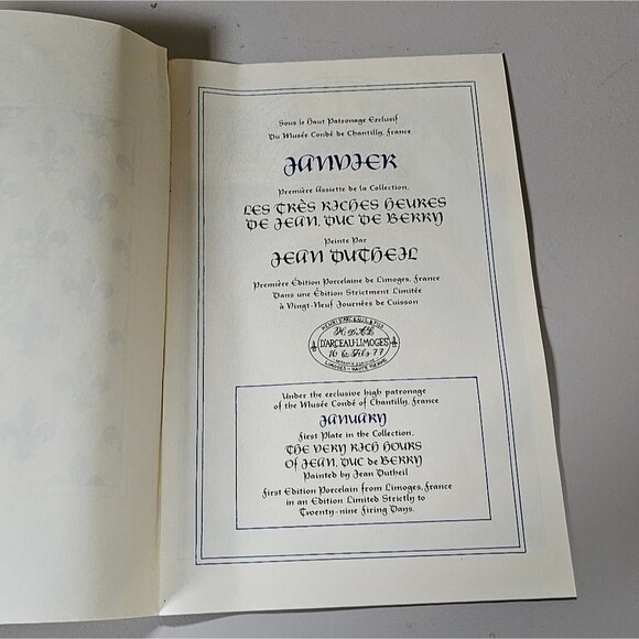 Vintage 1970s French D'Arceau-Limoges Premiere Limited Edition "Janvier" Plate - Picture 7 of 7